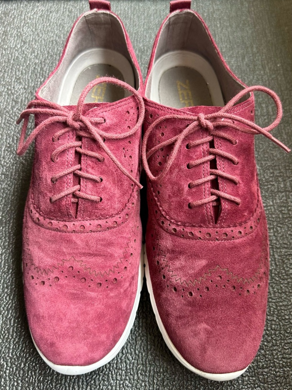 Cole Haan Women's Burgundy Suede Lace-Up Wingtip Sneakers